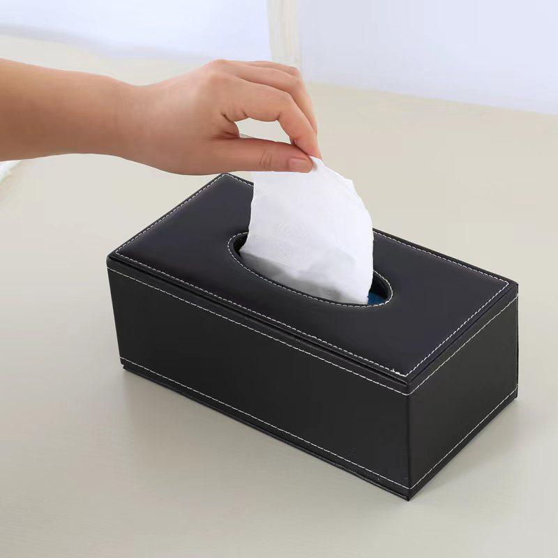 Modern Leather Tissue Box for Living Room & Coffee Table, Personalized with Logo 11.5x11.5x8.5 cm