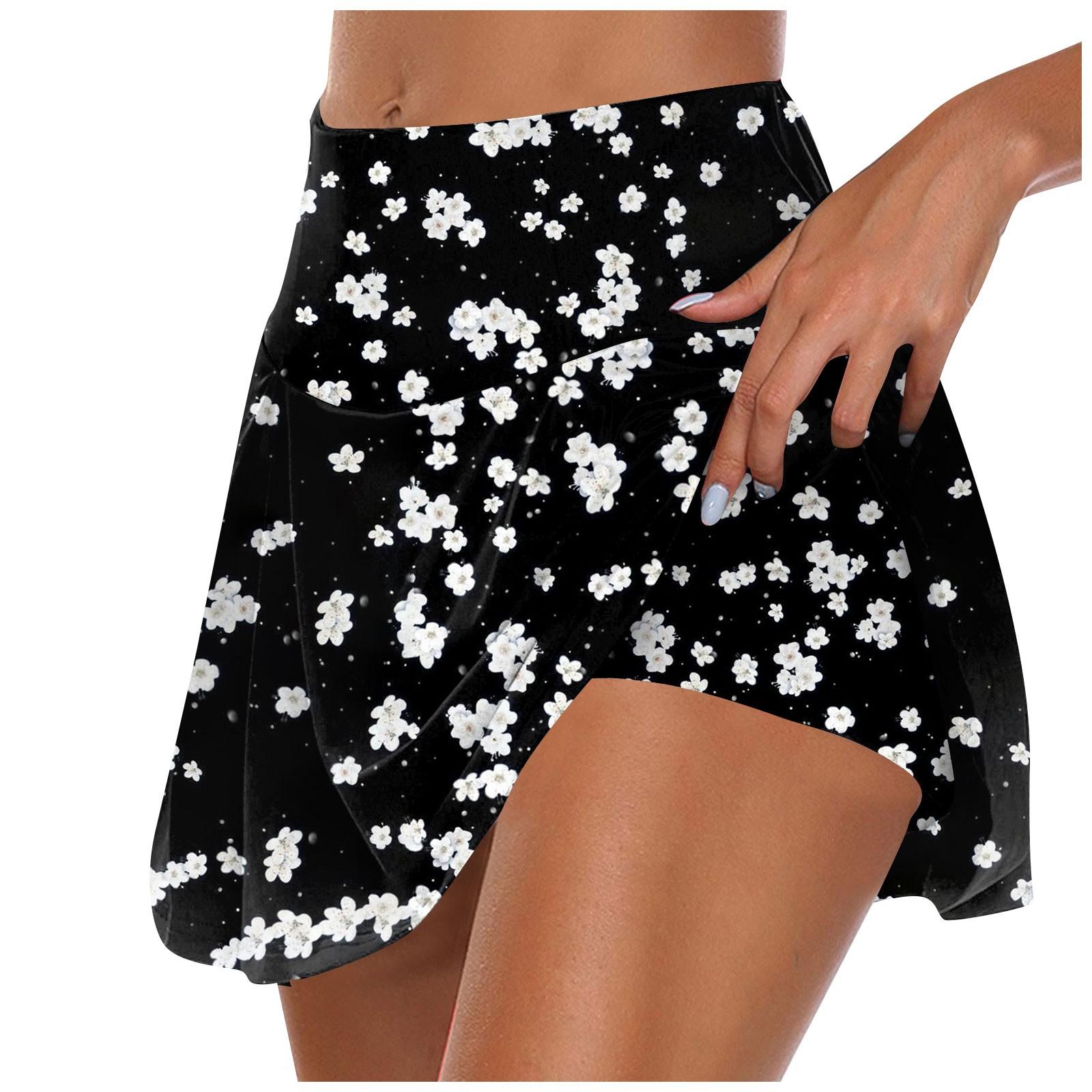 

Женские спортивные эластичные плиссированные теннисные юбки для бега, йоги, внутренние шорты, эластичные спортивные шорты для гольфа S чёрный