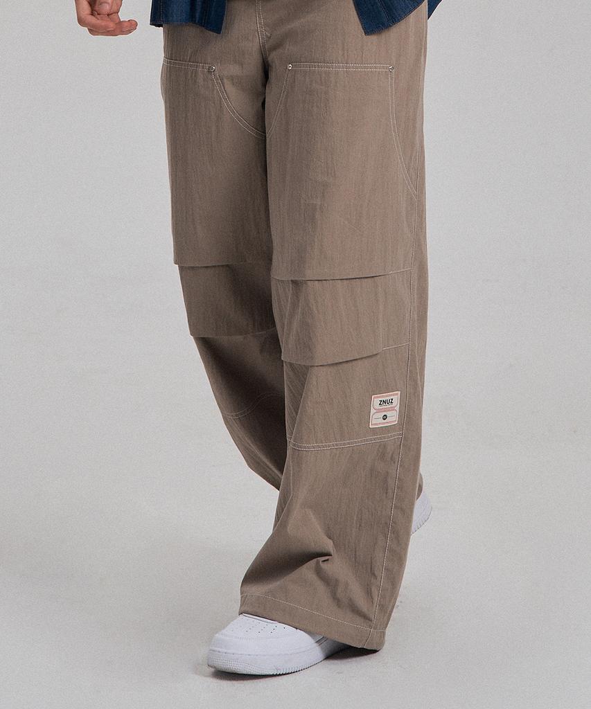 Jenyujeu Stitch Liner Parachute Pants - Khaki