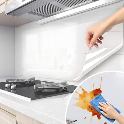 Kitchen Countertop Protector, 45cm X 5m, High-Gloss, Anti-Stain, Oil-Splatter, Scratch-Resistant, for Kitchens, Furniture, Glass Windows, Waterproof,
