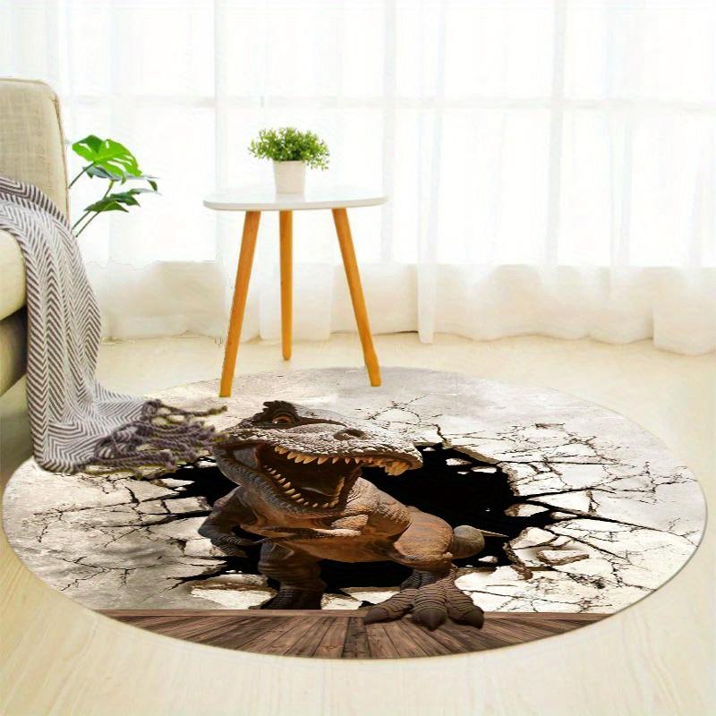 Dinosaur Breaking Wall Round Area Rug Non Slip Floor Mat Office Chair Pad Living Room Bedroom Home Decor Carpet