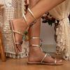 Nový styl Ležérní Gladiátorské Sandály Dámské Letní Barevný Drahokamový Pásek Otevřená Špička Ploché Boty Římské Sandály Zapatos De Mujer