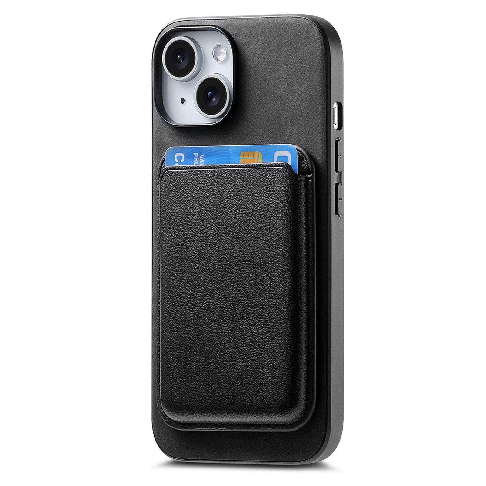 

B2 For iPhone 13 Magnetic Phone Case Leather Back Phone Cover Detachable Card Bag Black