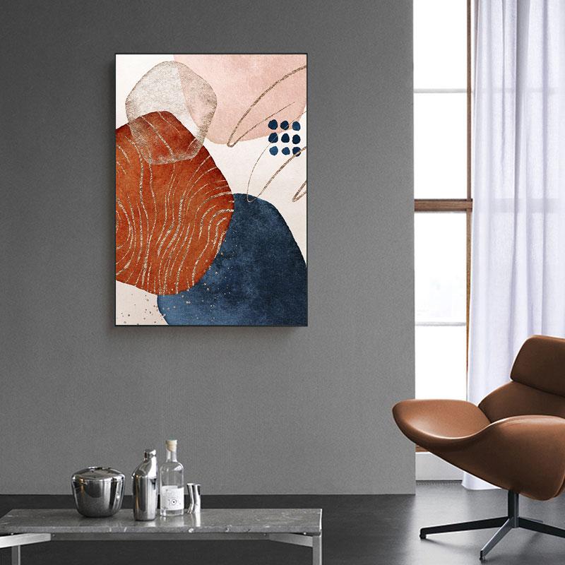 Abstract Geometric Line Orange Watercolor Boho Wall Poster Print Nordic Canvas Painting Art Pictures Living Room Home Decor