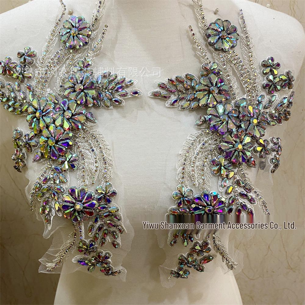 Toppa Floreale Perline Fatta a Mano per Accessori Abito da Sposa Fai da Te