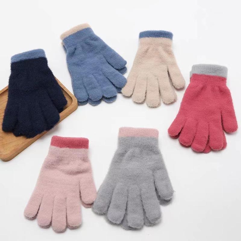 Gloves Winter all-finger warm and cold-proof knitted wool gloves Male and female students outdoor riding knitted gloves