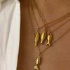 Elegant Adjustable Fish Pendant Necklace Set Sturdy Stainless Steel Chain Jewelry for Women Beach Party Casual Wear