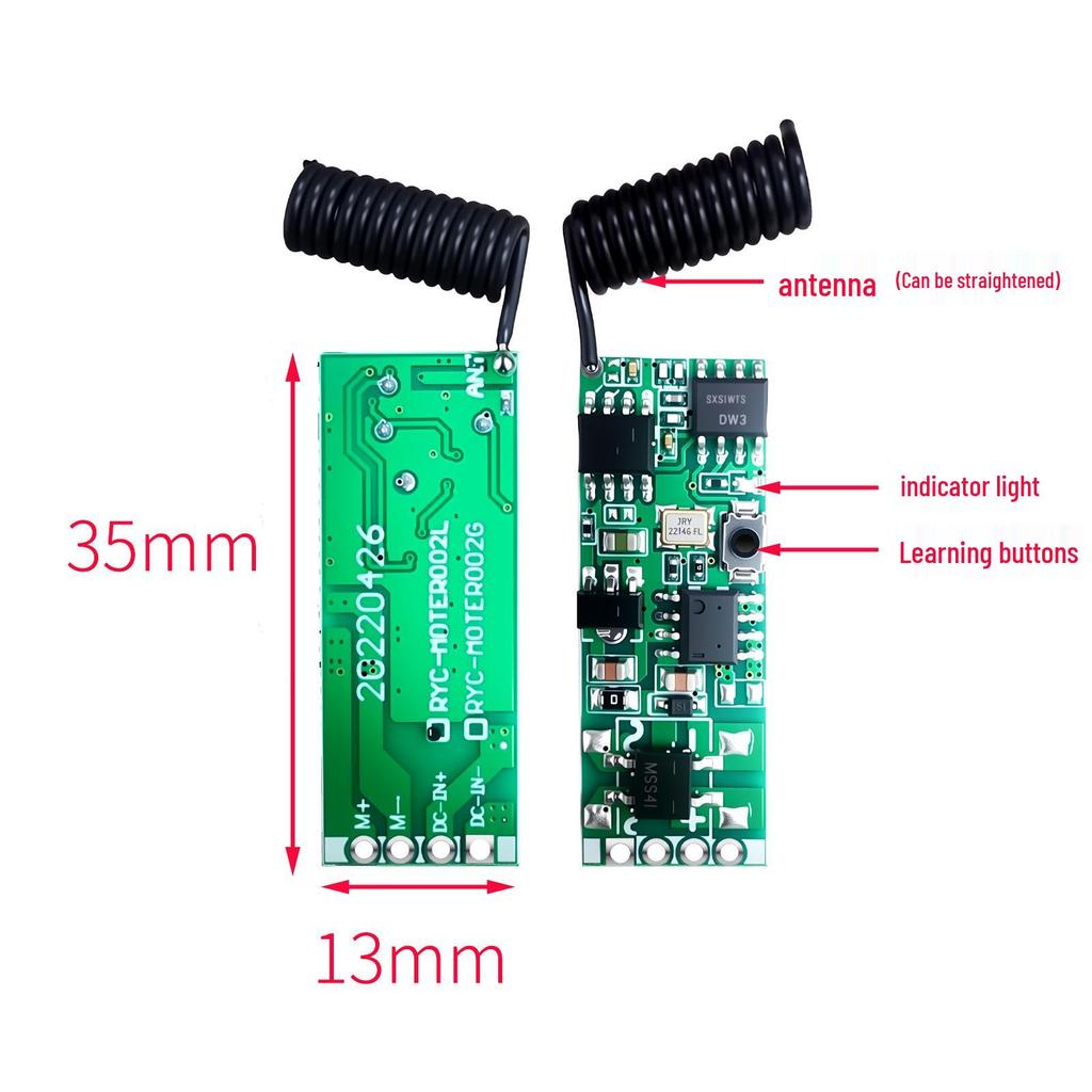 DC Motor Forward/Reverse Remote Control Switch 3.7V-24V with 433MHz Transmitter & Receiver