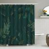 Elegant Dark Green Tropical Leaf Pattern Waterproof Shower Curtain – Perfect for Adding a Luxurious and Nature-Inspired