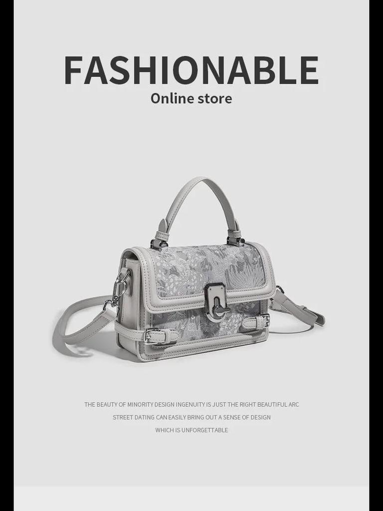 2024 Women's Fashion Versatile Lace Handbag: New Light Luxury Shoulder and Crossbody Small Square Bag