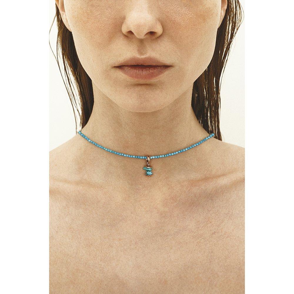 [Hazina] 2Mm Howlite Necklace - Vivid Blue - Howlite