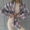 Retro lockeres Baumwoll-Revers vielseitiges Karopullover 1116 Europäische und amerikanische Frühjahrsmode Pendler-Strickjacke Damen