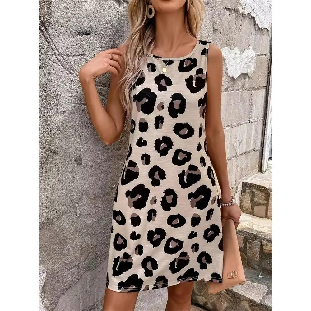 Striped Print Dresses Summer Elegant Fashion Loose Sleeveless Dress Casual Comfortable Soft Breathable Women Mini Dress