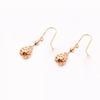 Exquisite Russian 585 Purple Gold Water Drop Earrings Fashionable Rose Gold Plated Color Gold Women'S Hollow Ball Earrings