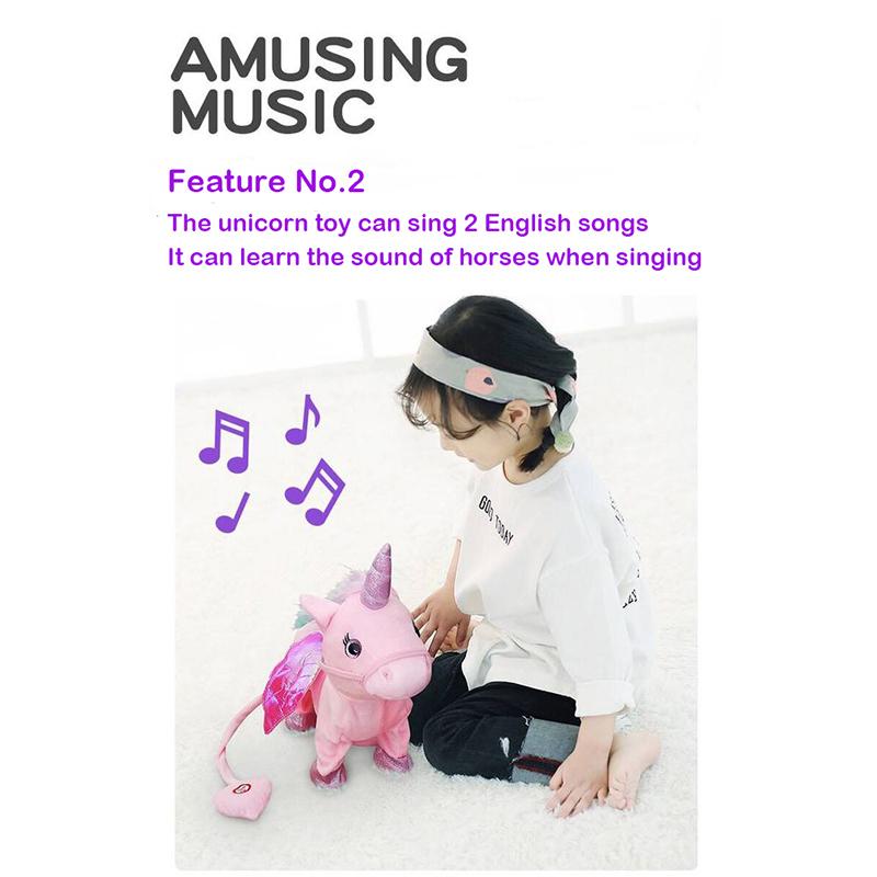 Electric Walking Unicorn Plush Funny Toy Talking Toy Unicorn Singing Music Stuffed Toy For Children Kids Gift