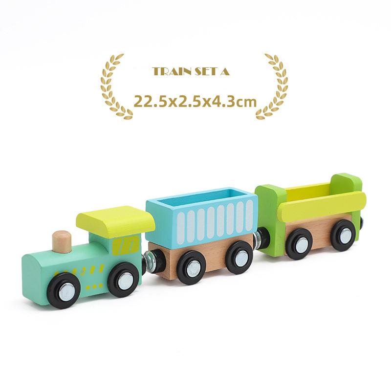 1PC Wooden Magnetic Train Car Locomotive Toy Wood Railway Car Truck Accessories Fit Biro Wooden Tracks Toys for Children Gifts