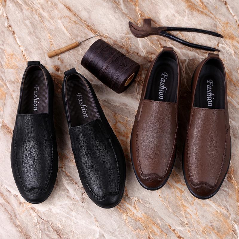 Store størrelser Vår/Sommer Latsabbsko Herresko Fritidssko i lær Sko Myk overflate og myk såle Britiske herresko Slip-on