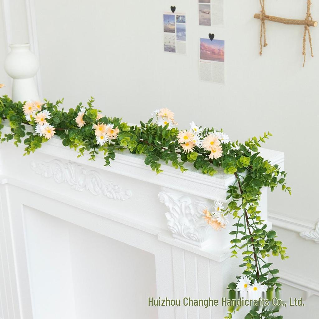 Eucalyptus Leaves & Daisy Vine Artificial Greenery for Easter & Home Décor