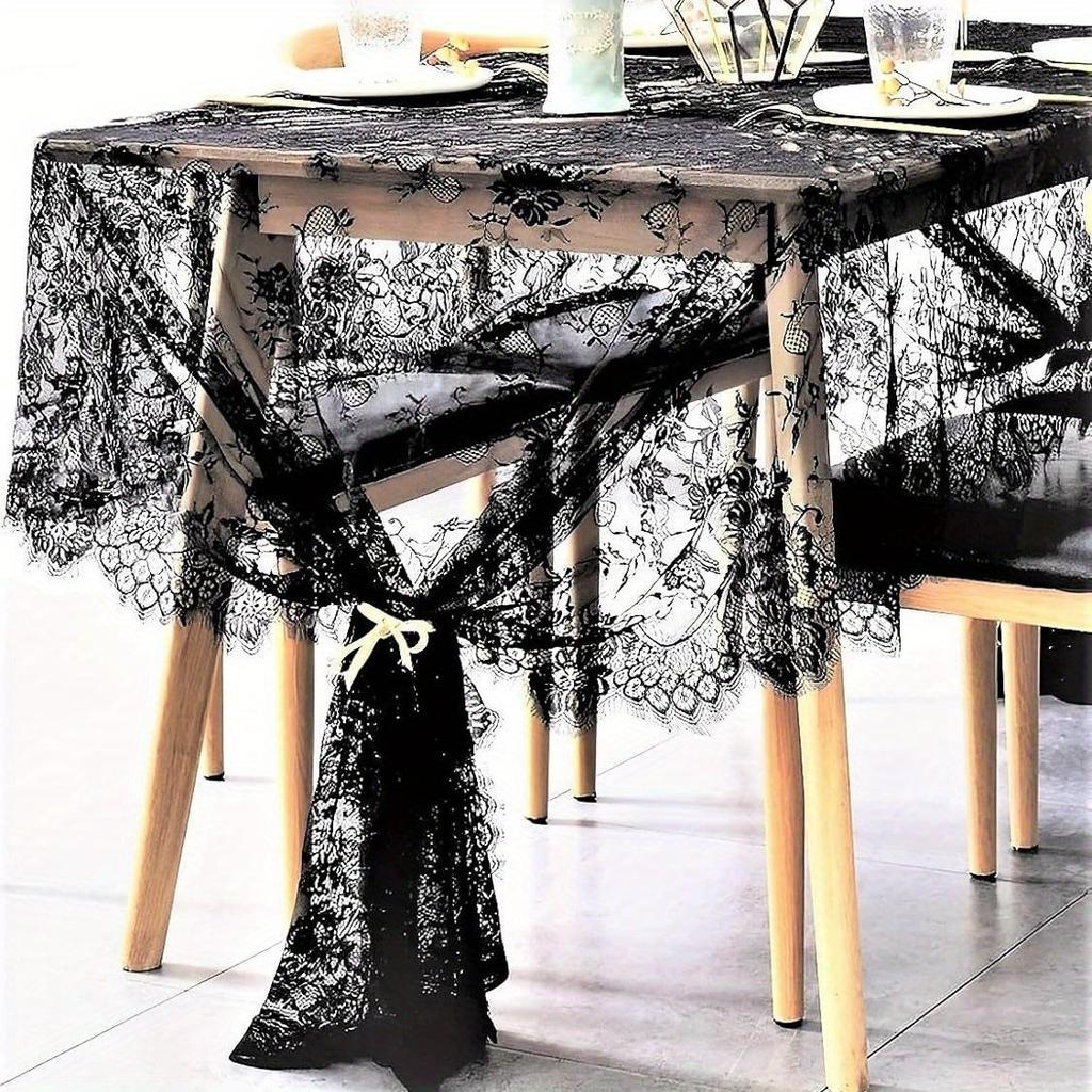 1Pc French 30x120 Inch Table Runner Banquet Lace Embroidery Pure White Tablecloth for Wedding Birthday Holiday Party Gathering Decoration