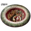 Retro Style Floor Pad Christmas Round Area Rug, 3D Optical Illusion Carpet, Stain & Wear Visual Rug Resistant Throw for Living Room Sofa Bedroom
