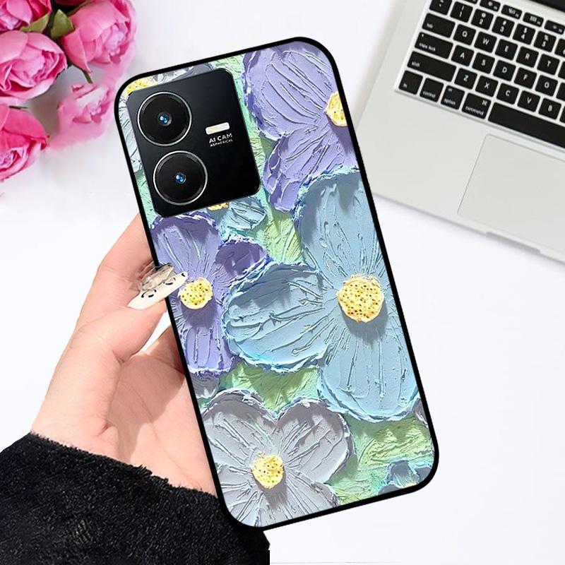 Pour Vivo Y22 4G Coque V2207 V2206 Y22s Impression Couleur Mat TPU Silicone Souple Housse de Téléphone Pour Vivo Y35 4G Pare-chocs Anti-choc Fundas