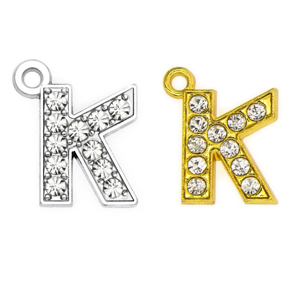 Fashionable Sparkling Stylish Rhinestones Letter Charm Set of 26 Gold Tone Letter Pendants Portable for Jewelry Making