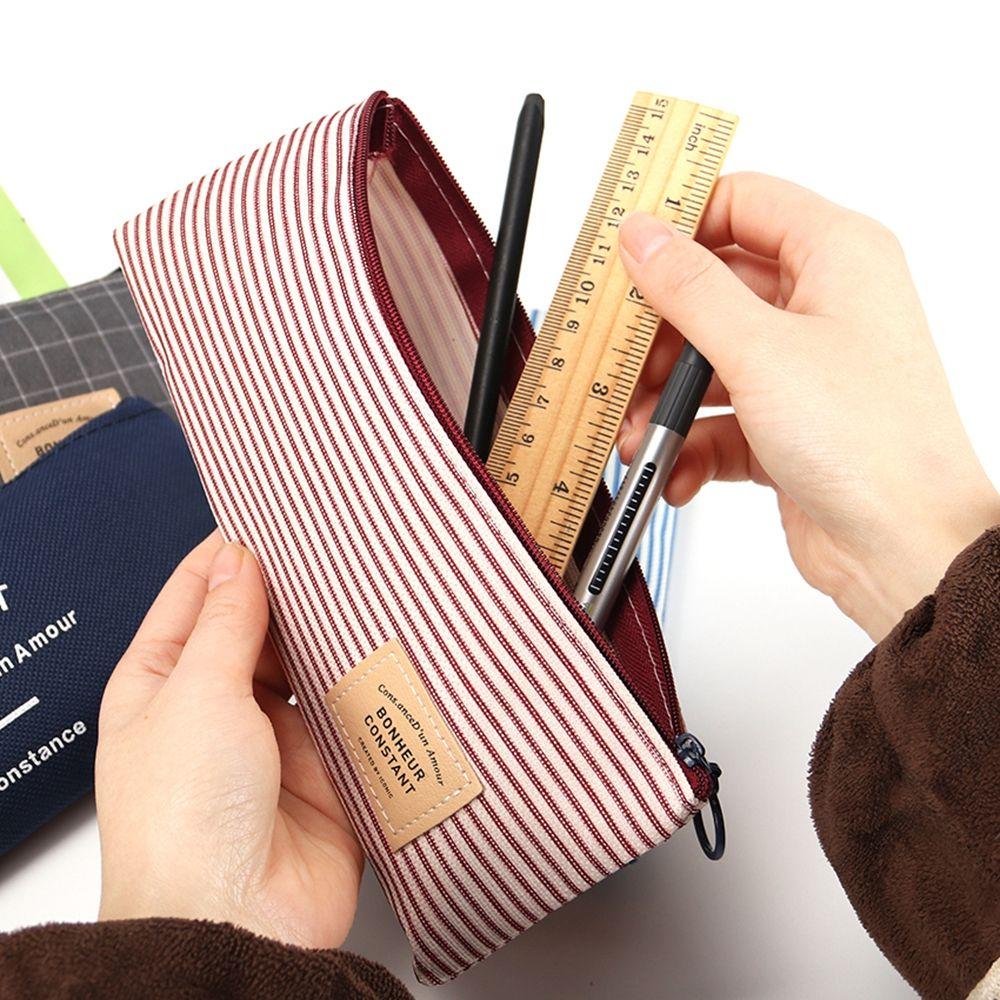 Gift Leather Canvas Cute Creative Zipper Storage Bag Stationery Pencil Bag Pencil Case