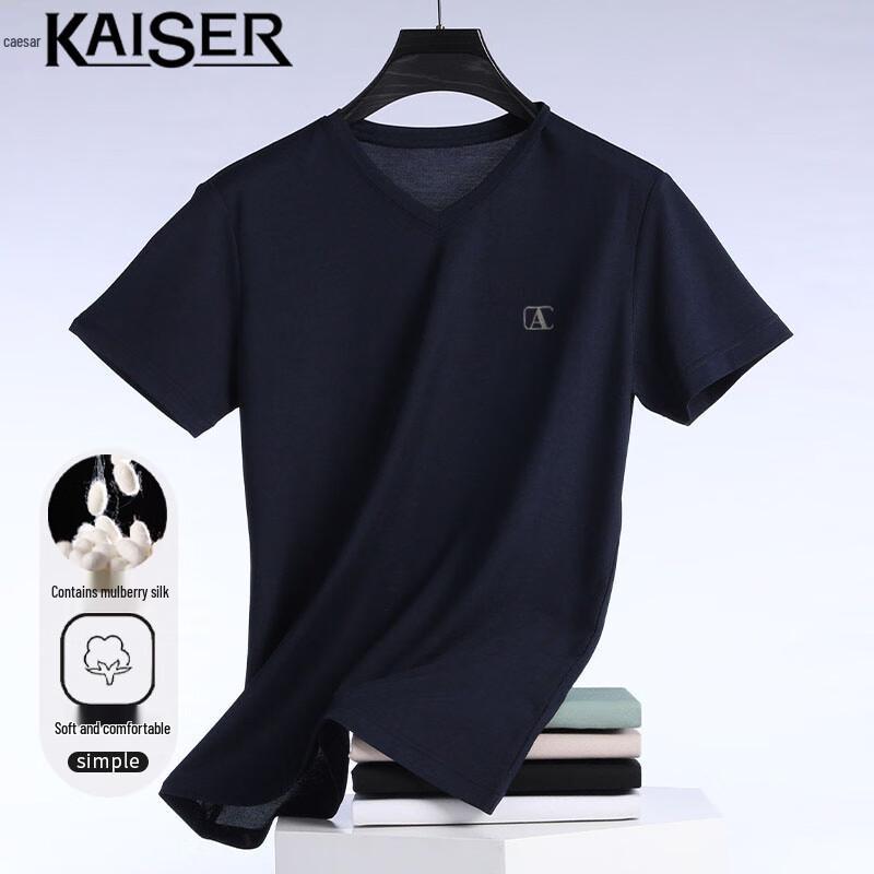 Kaiser Men s V-Neck Silk Blend Short Sleeve T-Shirt KS013 52