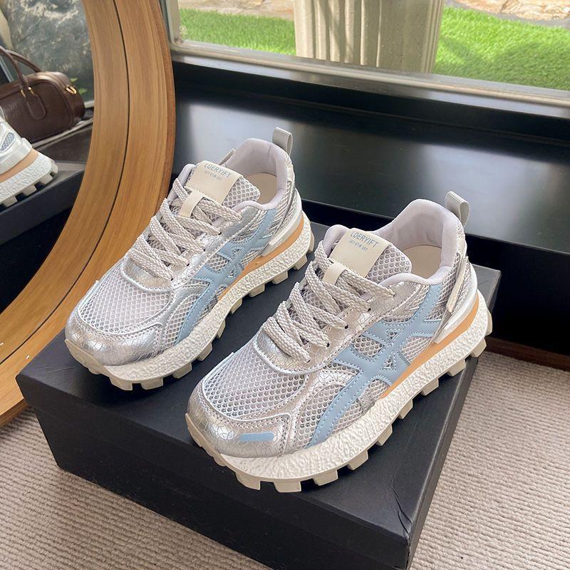 Dad shoes women's thick soles increase in height, new summer mesh breathable sports shoes soft soles ultra-light German training