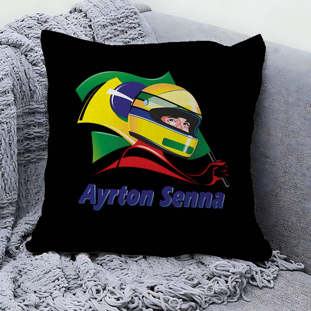 A-Ayrton S-Senna Logo Cushion Cover Car Throw Pillow Case For Sofa Car Christmas Gift 40X40Cm 45X45Cm