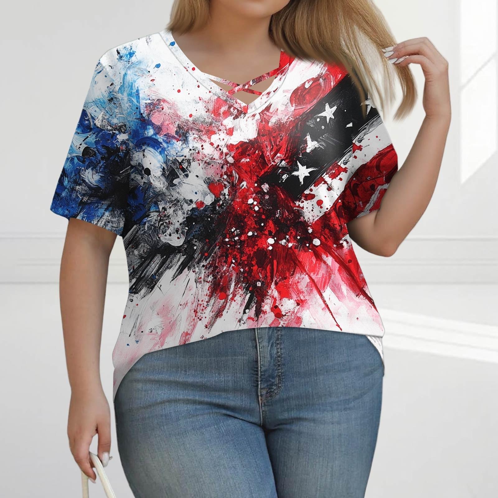 

Women s Fashion Casual Colour Stripe Printed V-Neck Short Sleeve Large Size T-Shirt Top XL винний