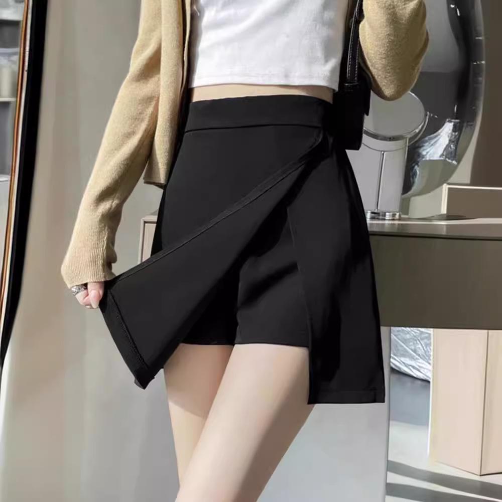 2024 Summer French Irregular Midi Skirt: Hip-Hugging A-Line with Slit Detail