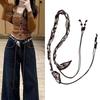 Handcrafted Sustainable Belt Retro Silky Scarf Jeans Belt, Waxed Cotton Rope with Unique Style Natural Wood Beads, Adjustable Size Headband or Handbag