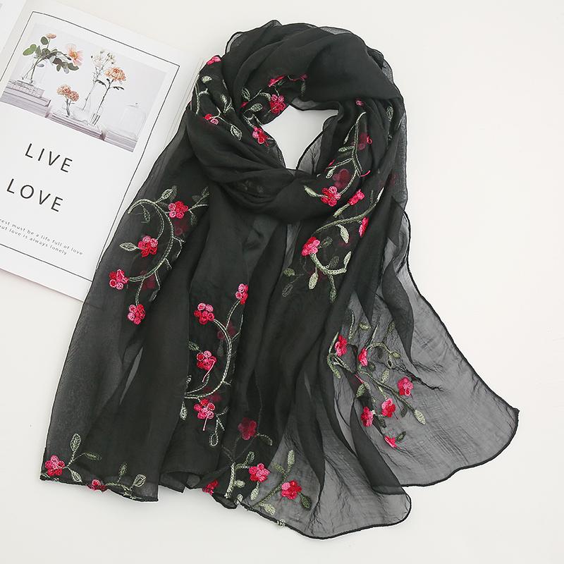 India Bohemian Chiffon Scarf Women Muslim Hijab Print Scarves Beach Flower Shawl Wrap Embroidered Scarf Ethnic Bandana 180*75Cm