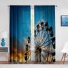 Giant Vertical Revolving Ferris Wheel Tulle Curtains Living Room Bedroom Decor Chiffon Sheer Voile Kitchen Window Curtain Drapes