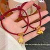 Gold Plated Ancient Gourd Hammered Meteorite Star Red Rope Bracelet - Women's New Chinese Style