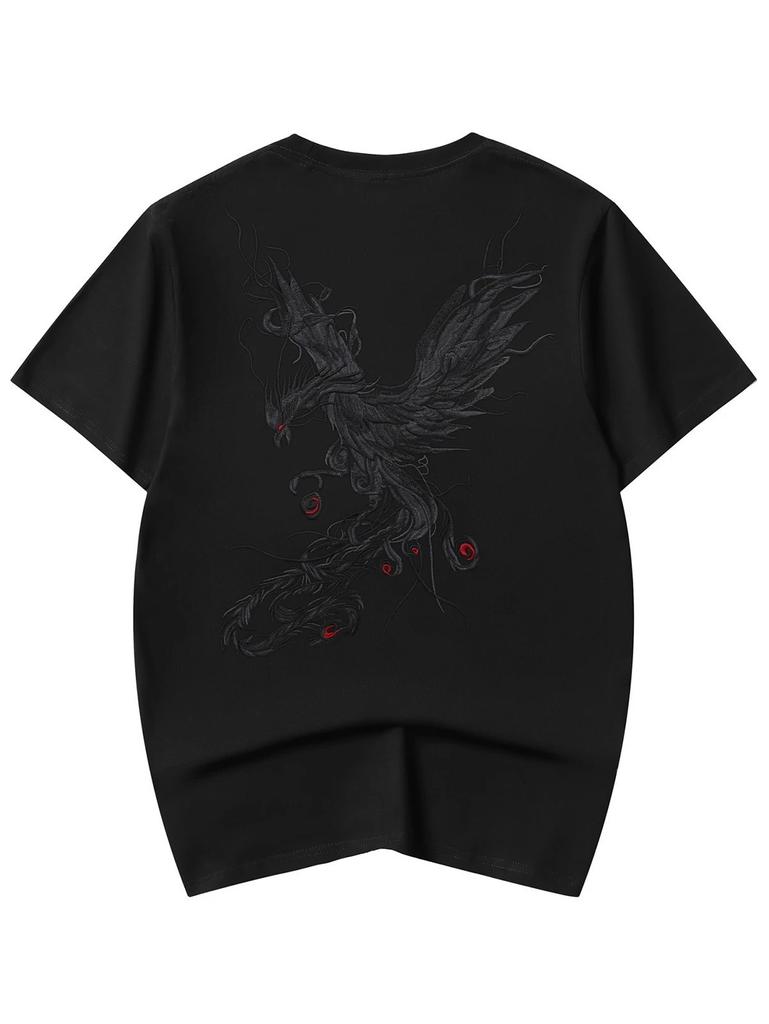 Niepce Japanese Streetwear Embroidery T-shirt Rebirth of the Phoenix Graphic Tee