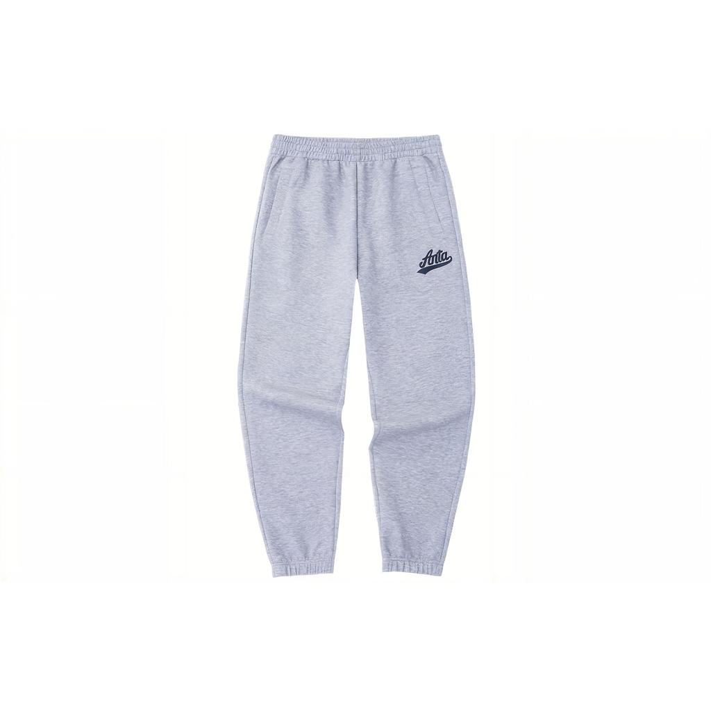 Anta Lifestyle Series Solid Color Mid-Rise Tapered Knit Sports Pants Men Bottoms Gray 152338305-1