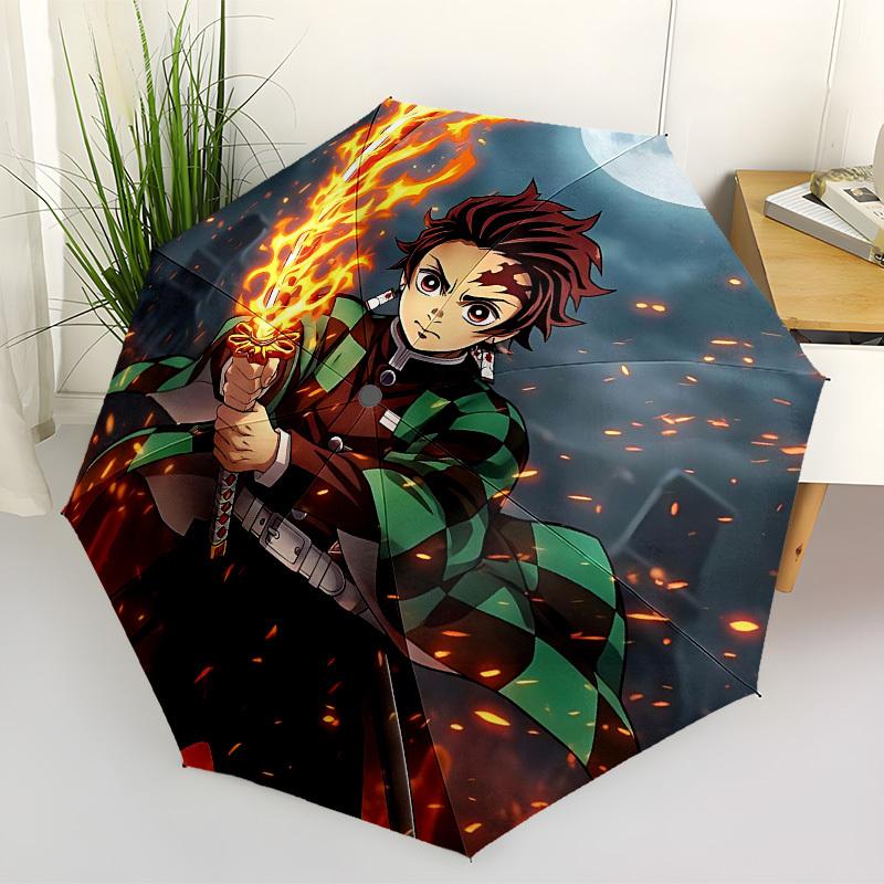 

1pc Demon Slayer Automatic Folding Umbrella - Compact 8-Rib Design, Durable Plastic & Iron, Lightweight for Outdoor Daily Use, a0929213