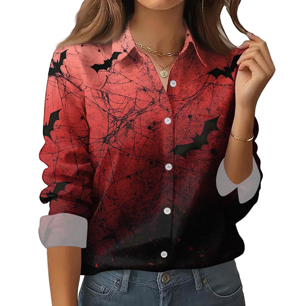 Skjorte for kvinner Bluse med knapp Langermet Uformell Basic skjortekrage Vanlig topp