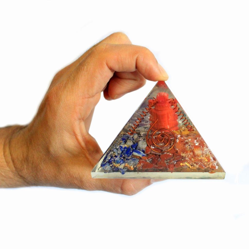 Orgonite Pyramid Ganesh Copper Crystal Gemstones 70mm