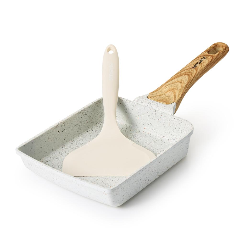 SENSARTE Tamagoyaki Frying Ceramic Includes IH Gas Fire PFOA Easy To Easy To Comes with a Turner Pan, Coating, Spare, 18cm15cm, Compatible,