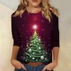 Women's Fashion Casual Christmas Printed Round Neck Long Sleeve Pullover Top