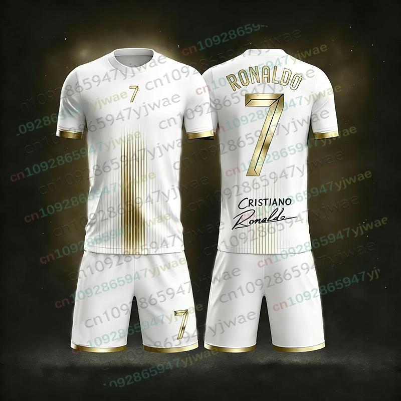 Special Edition Ronaldo No.7 Football Jersey Tee Shorts Set Sportwear Harajuku Summer Casual Kid Tshirt or 2 Piece Set