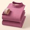 Camel Wool Fleece-Lined Underwear Set: Thick, Warm Base Layer for Women - Ideal for Autumn and Winter.