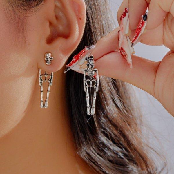 Halloween Skull Bridal Gothic Punk Skull Style Halloween Earrings For Women Punk Earrings Long Ear Drop Jewelry Gift