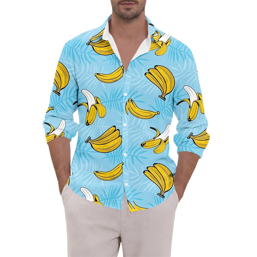 Men's Hawaii Summer New Loose Long Sleeve Shirt Cardigan Beach Shirt