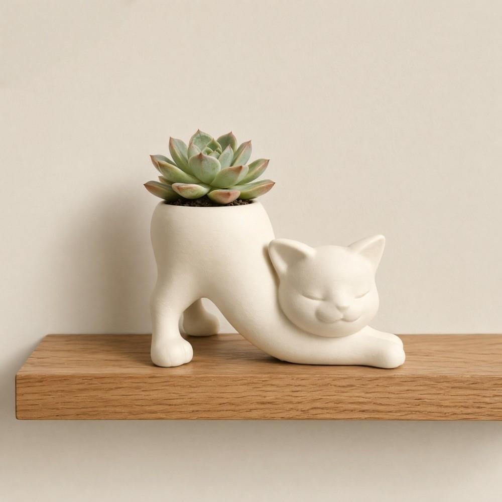 3D Printed Kitten Planter Irregular Shape Desktop Decoration Cute Cat Plant Pot Gardening Gift