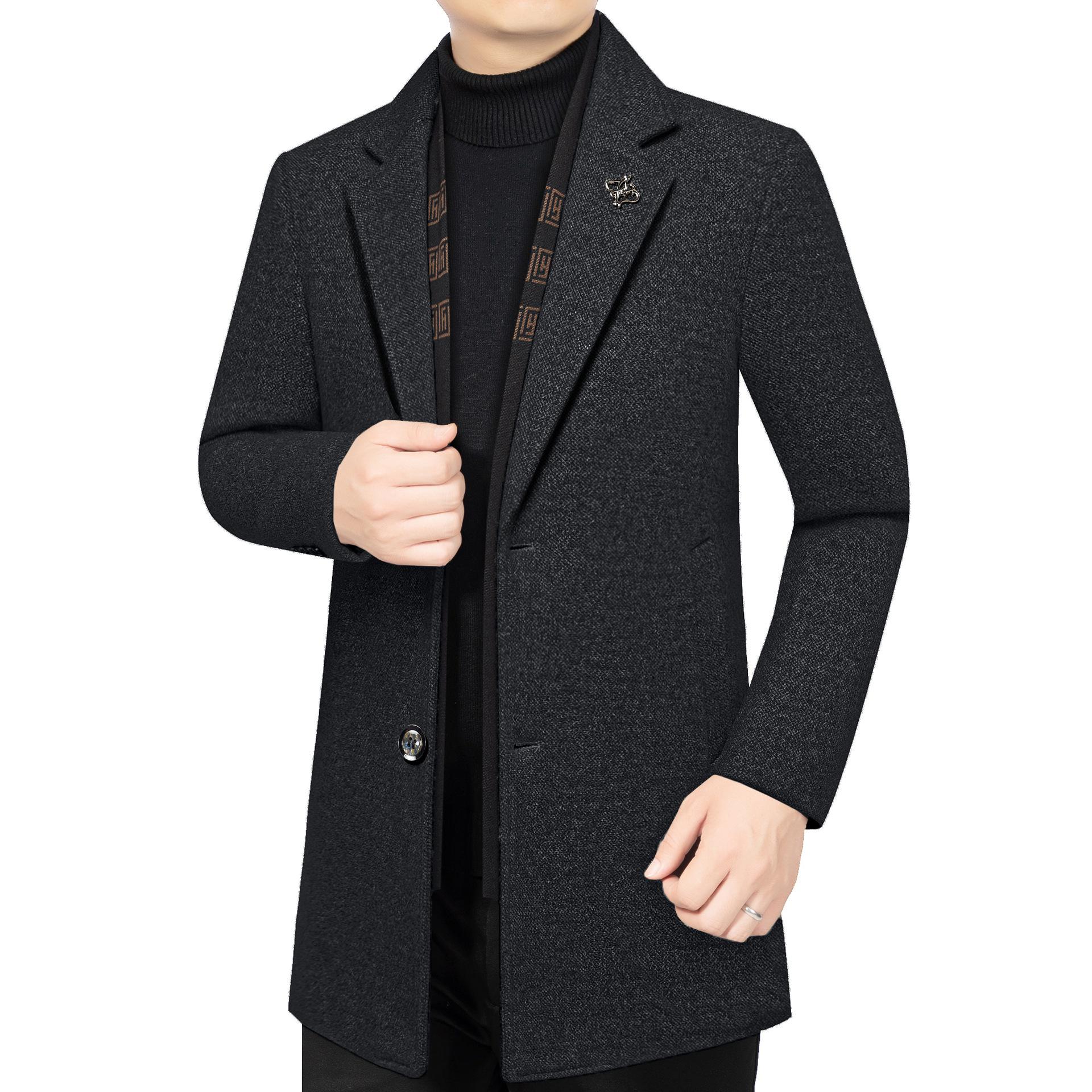 

Men s Korean-Style 2025 Mid-Length Casual Jacket with Scarf Collar - Perfect for Father s Wardrobe L (105-125 lbs)