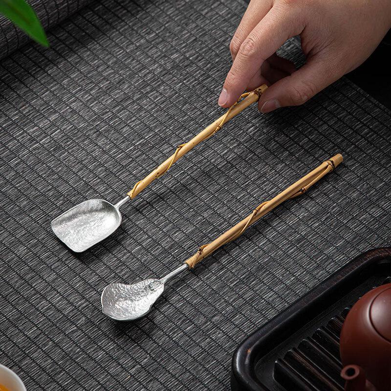 New Chinese Style Bamboo & Tin Tea Scoop